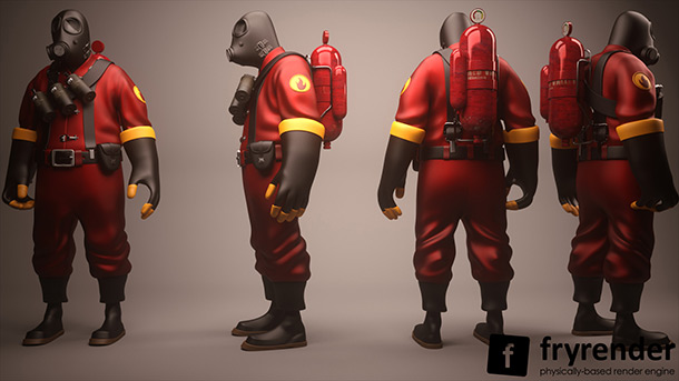 Freebie: 3D Character Model Of Pyro From Team Fortress 2