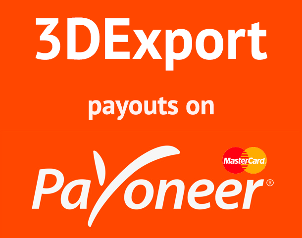 Great news: Now 3DExport payouts on Payoneer!