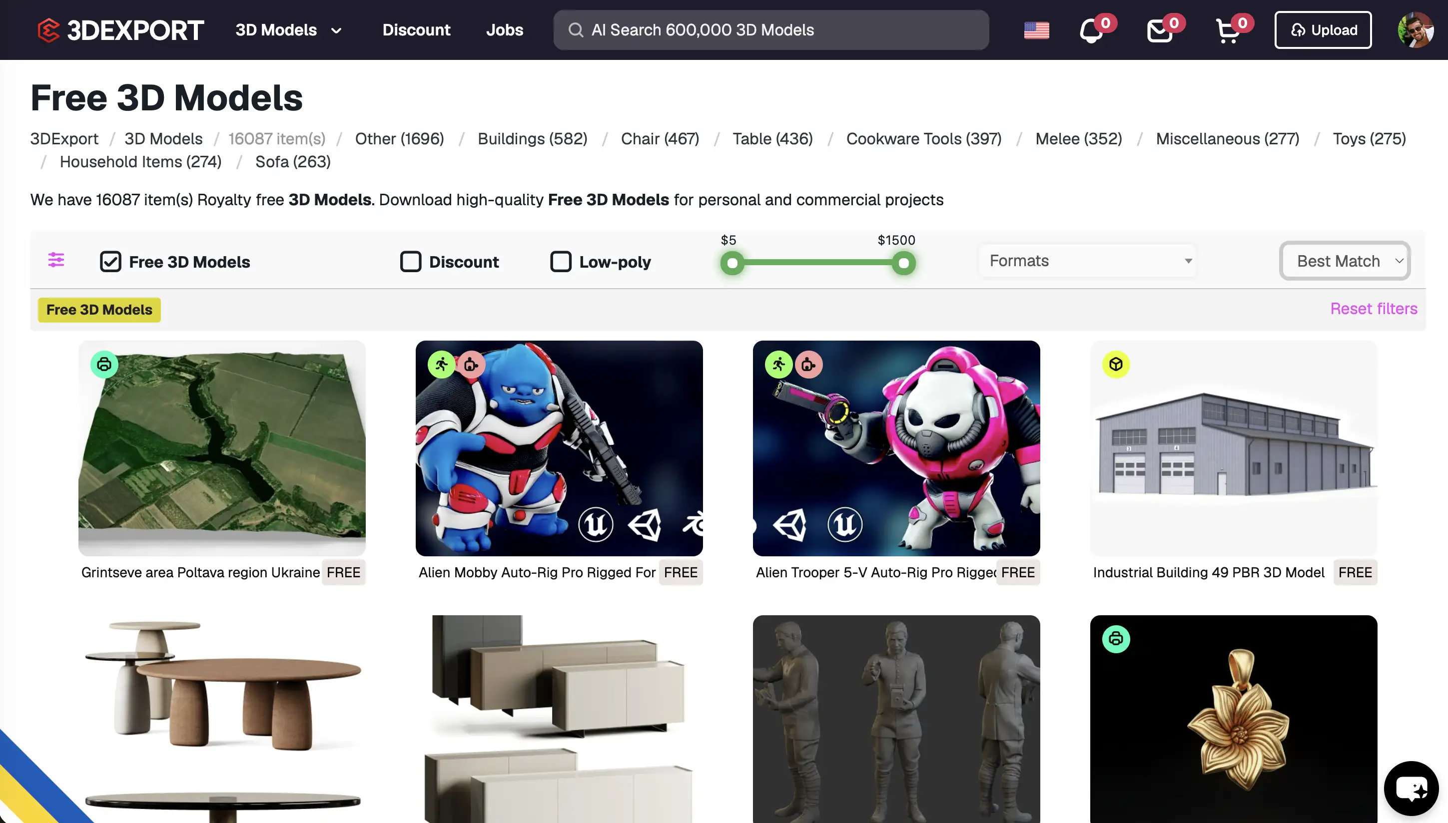 3DExport Free 3D Models